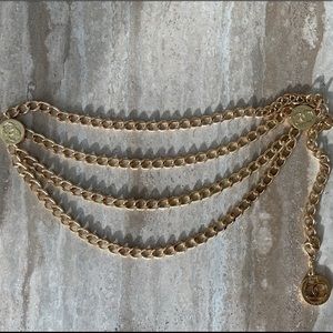 Chanel triple curb chain medallion belt